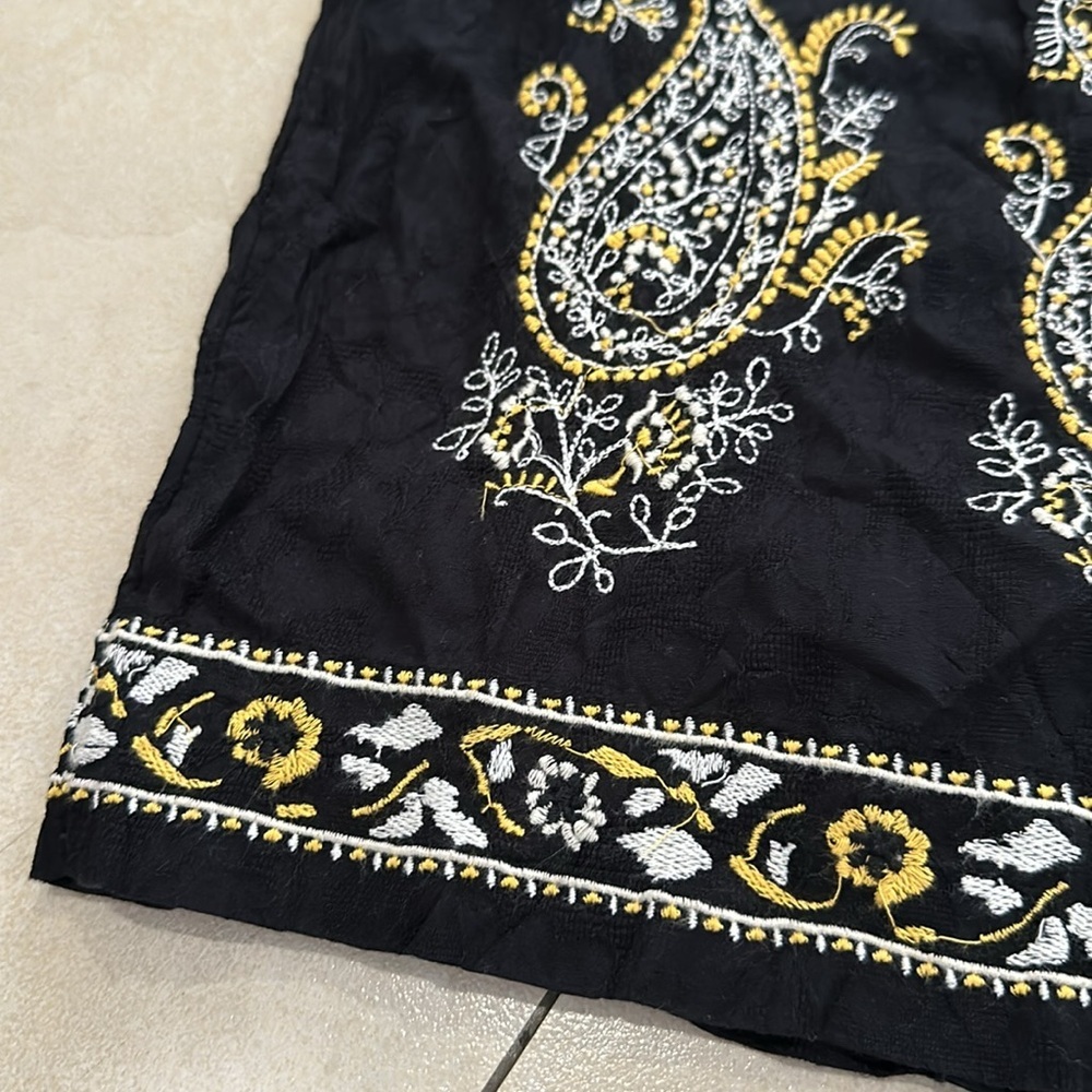 Anthropologie Women’s Black Boho Smocked Wide Leg Embroidered Pants Size Large - Picture 5 of 6